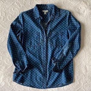 Denim Polka Dot Button Down